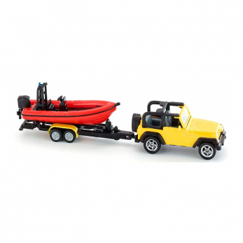 Машина Jeep Wrangler с лодкой